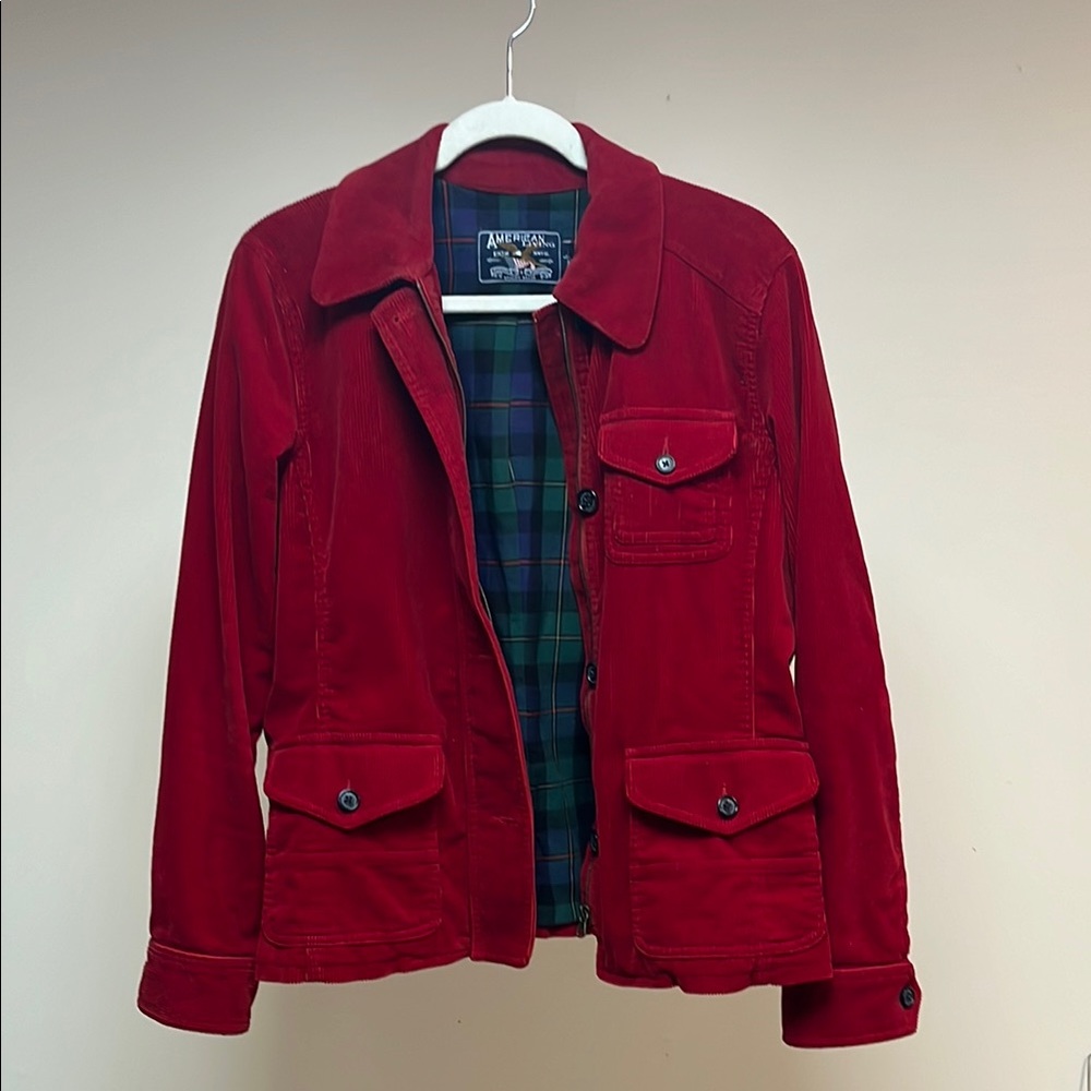 Vintage American Living Red Jacket with Plaid Lining